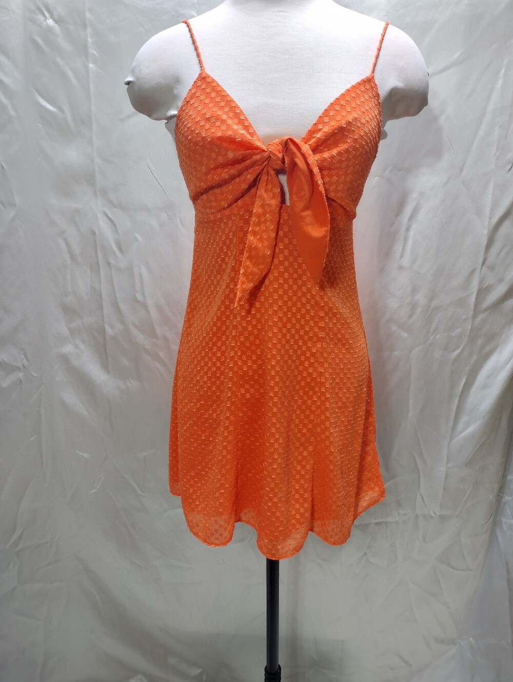 Alice + Olivia Dress Roe Mini Front Tie in Monarch Orange Size 0 - Picture 1 of 10